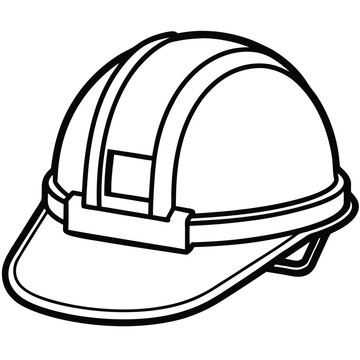 recommend clip art: Safety helmet vector silhouette line art