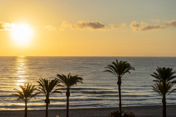Obraz premium Sunrise on the beach of the Mar Menor, Murcia region, Spain.