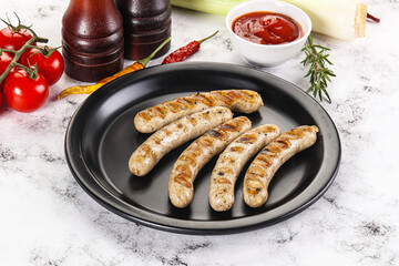 Grilled natural organick white sausages