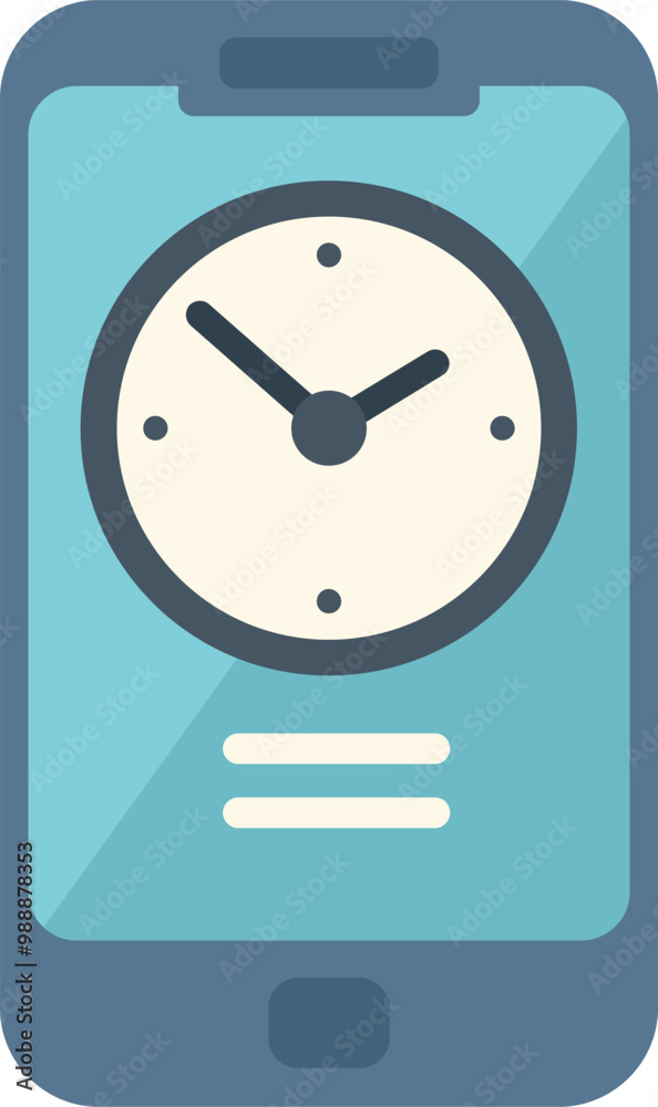 Poster smartphone is displaying a clock and a menu interface, symbolizing time management and mobile produc