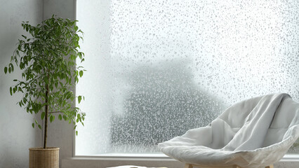 Rainy Window Serenity: Bring the tranquility of a rainy day indoors with this soothing wallpaper
