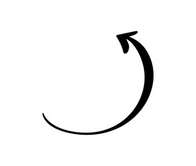 Black arrow pointing down following a curved path