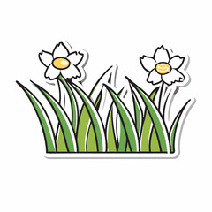 Sticker design with grass flower on a isolated white background (29)