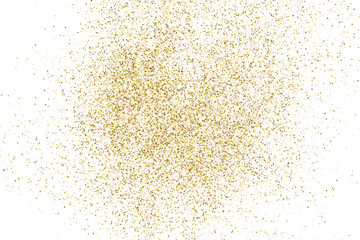 Gold Glitter Texture Isolated On White. Amber Particles Color. Celebratory Background. Golden Explosion Of Confetti. Vector Illustration, Eps 10.