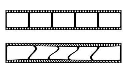 35mm film strip vector design with 5 frames on white background. Black film reel symbol illustration to use for photography, television, cinema, photo frame.