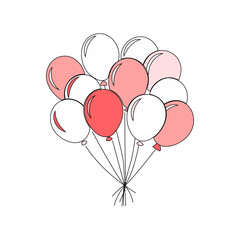 A vector illustration showing a bunch of red, pink, and white balloons, perfect for birthday party decor, celebrations, and festive event graphics...