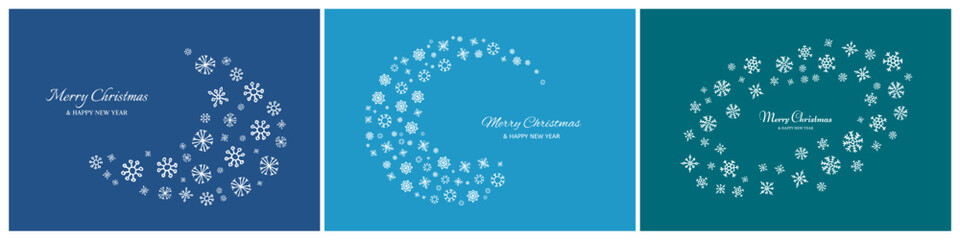 Set of Merry Christmas backgrounds with snowflakes