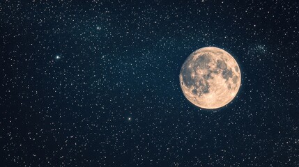 Obraz premium Full moon shining brightly amid a multitude of stars in a dark nighttime sky