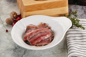 Anchvy canned fish fillet preserve