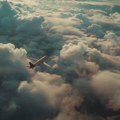 Aesthetic Aerial Image of Airplane from sky