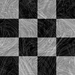 Black and white checkered marble pattern. Artistic brush stroke texture geometric background. table, scarf, bandana, textile, marble, tile, template, cover