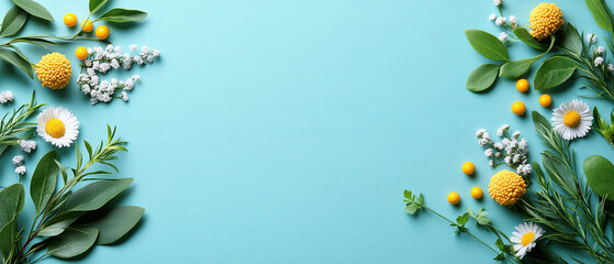 A vibrant floral arrangement on a blue background, perfect for design projects or seasonal themes.