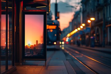 Citylight Poster on Tram Stop Mockup