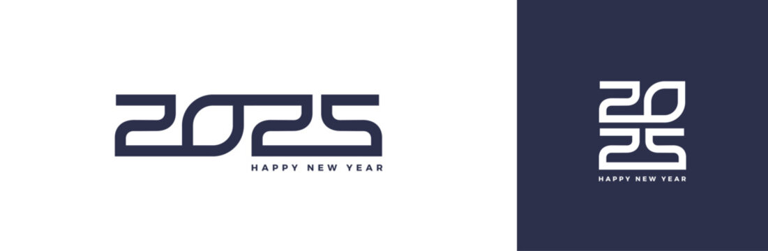 2025 new year logo. Greeting design with number of year. Design for greeting card, invitation, calendar, etc