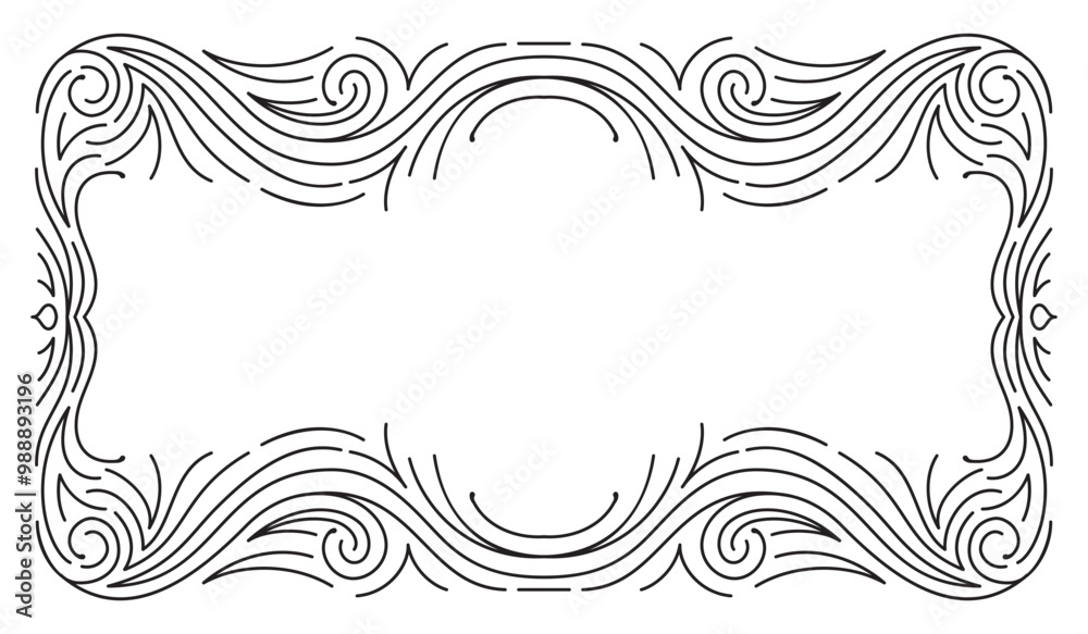 Poster Vector design element and illustration in simple linear style - boho arch logo design element and frame for social media stories and posts, square border with ornament and copy space for text