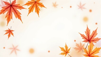 カエデ・紅葉した赤・緑・紫・オレンジの葉が白い背景の上に散らばって敷き詰められている水彩画風の手書き風のイラスト　A hand-drawn watercolor-style illustration of maple leaves in red, green, purple, and orange autumn colors scattered and spread across a white 