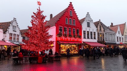 Obraz premium christmas grote markt, festive holiday decorations