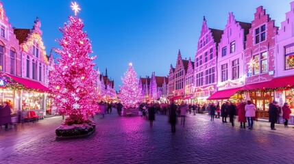 Obraz premium christmas grote markt, festive holiday decorations