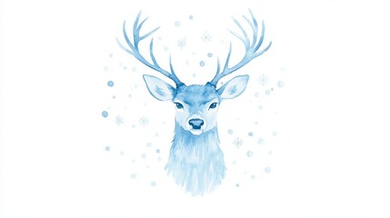 Fototapeta premium watercolor blue deer, hand-drawn indigo deer