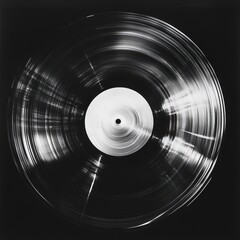 Black and White Spinning Vinyl Record