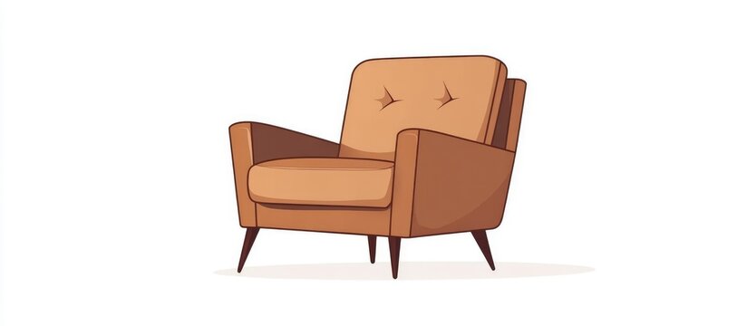Brown armchair with arms a cozy seating option ideal for home decor featuring a minimalistic wooden design in a flat style illustration