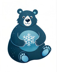 Fototapeta premium A large cute cartoon bear with a white snowflake
