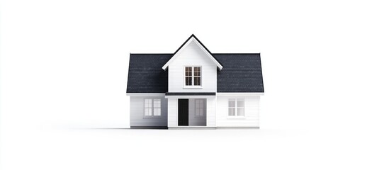 House on a white background Isolated Represents construction roof repair and home improvement Real estate sales and loan market 3D rendering and illustration
