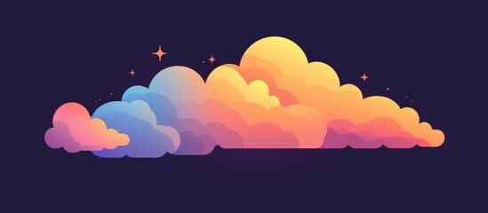 Colorful cartoon cloud in a flat design style