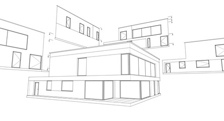 house architectural project sketch 3d illustration	
