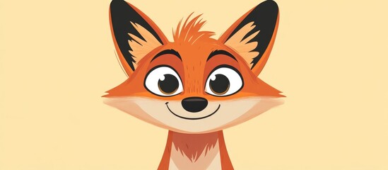 Obraz premium Cartoon fox with cross eyed expression in a flat color style