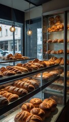 A bakery with a variety of breads on display