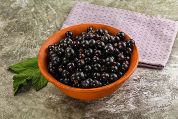 Ripe black currant in the bowl