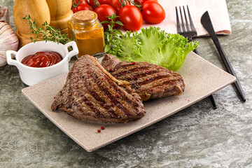 Delicus grilled beef steak with sauce