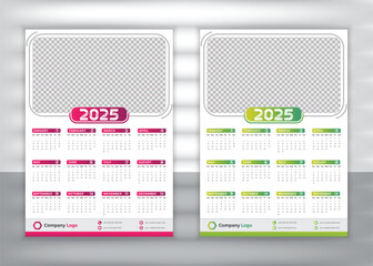 Print Ready One Page wall calendar template design for 2025. Wall Calendar 2025 Template Design. Print Ready One Page wall calendar template design for 2025