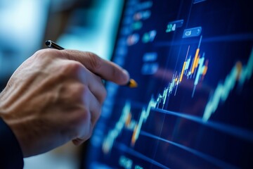 A person analyzing stock market data on a computer screen during early morning trading hours