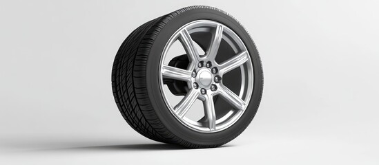 3D rendering of a punctured car wheel on a white background