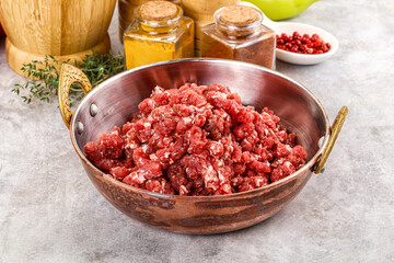 Raw beef minced meat for cooking