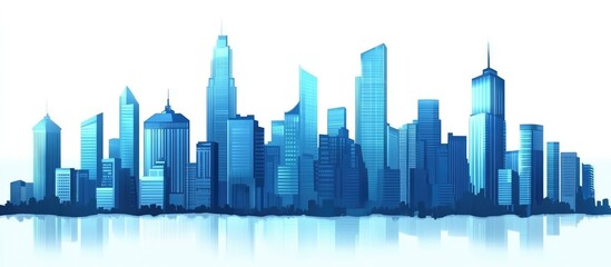 Obraz premium City skyline featuring blue skyscrapers Concept for business travel Illustration suitable for presentations or websites highlighting a popular tourism destination