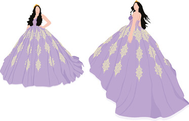 quinceanera quince clipart or illustration set isolated on a transparent background