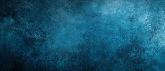 Fototapeta premium Cool blue grainy gradient overlaid on dark grunge texture evokes depth