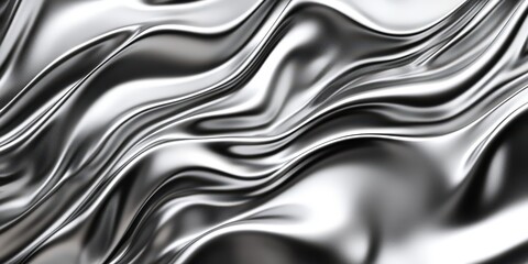 Abstract Liquid Metal Waves in a 3D Render
