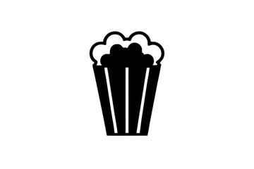 pop corn silhouette vector icon, white background