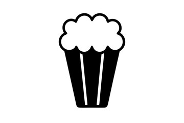 pop corn silhouette vector icon, white background