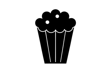 pop corn silhouette vector icon, white background