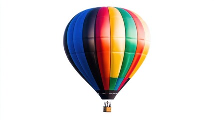 Fototapeta premium Detailed side view of a single hot air balloon, bold and colorful, floating on white.