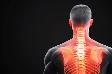 Human anatomy depicting the spine and muscles of the back.