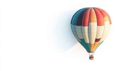 Naklejka premium Hot air balloon featuring metallic colors, floating gently on a pure white background.