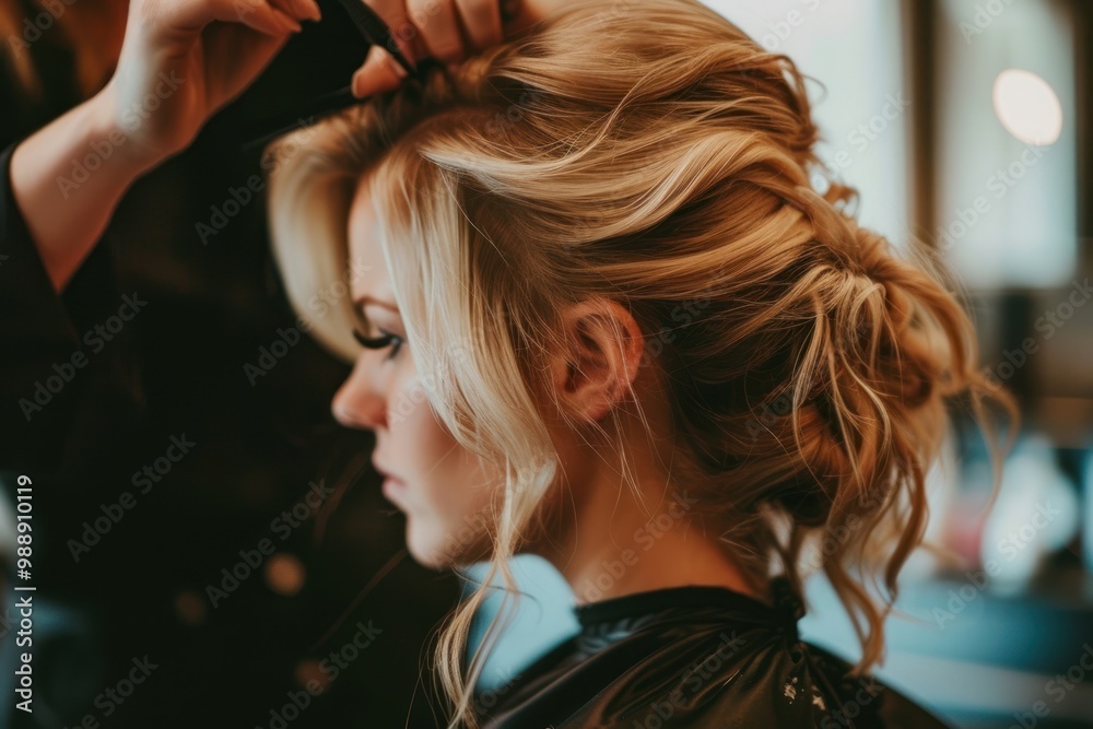 Canvas Prints Blonde woman adult hair hairdresser.