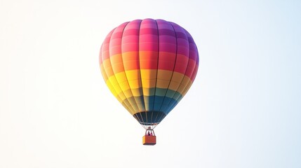 Fototapeta premium Hot air balloon mid-launch, with vivid colors and clear details, floating on white.