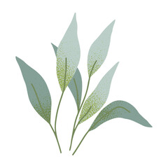 Vector green summer or spring branches and leaves.Simple element for botany emblem design.Organic logo template.Hand drawn floral illustration for prints,flyers,banners,invitations,branding design